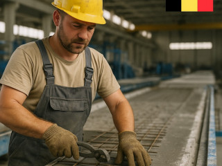 Pracownik produkcji prefabrykatów betonowych